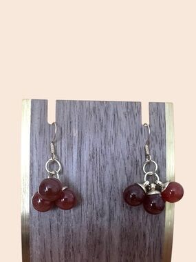 14KGP Red Carnelian Cluster Dangle Earrings